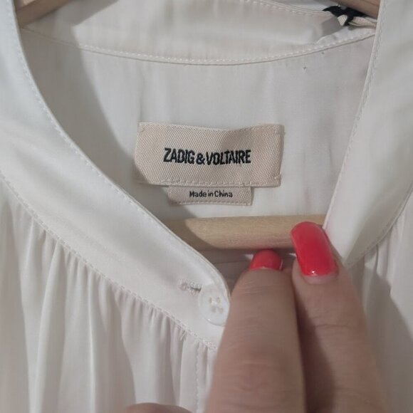 Zadig&Voltaire | Tchin Satin Blouse In Judo White - Picture 6 of 14